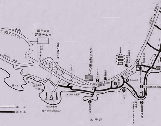 あしずり温泉郷　ホテル足摺園への概略アクセスマップ