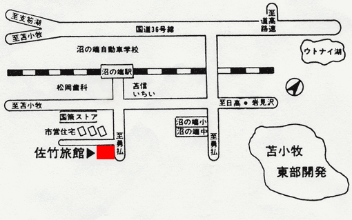 旅の我が家　佐竹旅館への概略アクセスマップ