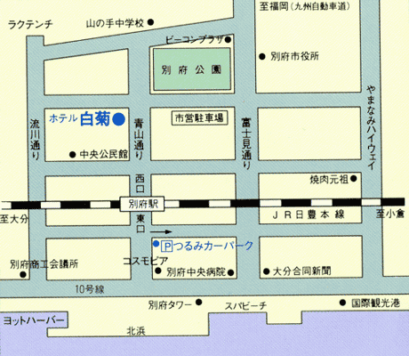 別府温泉 ホテル白菊の地図画像