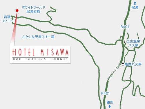 ホテルミサワへの概略アクセスマップ