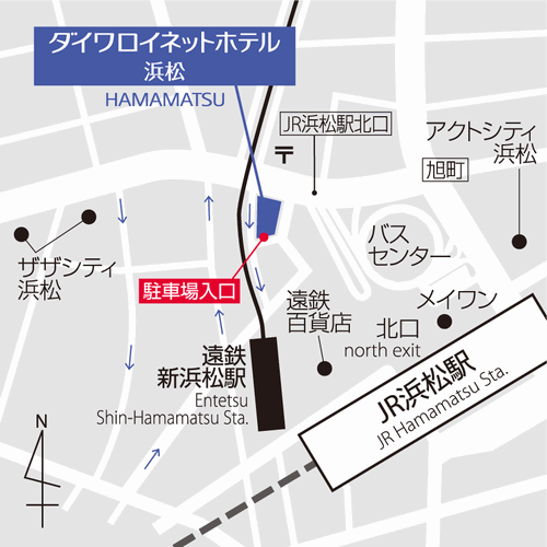 ダイワロイネットホテル浜松への概略アクセスマップ