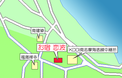 お宿　恋波への概略アクセスマップ