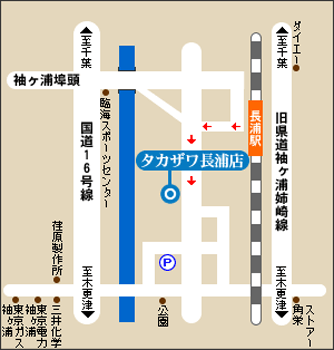 ビジネスホテル　タカザワ　長浦駅前店への概略アクセスマップ