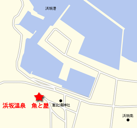 浜坂温泉　魚と屋への概略アクセスマップ
