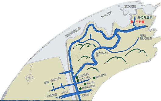 湯の児温泉　平野屋＜熊本県＞への概略アクセスマップ
