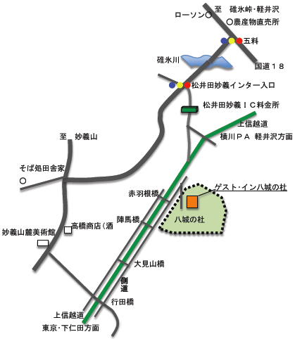 ゲスト・イン八城の杜への概略アクセスマップ
