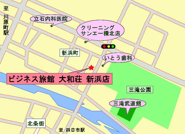Ｔａｂｉｓｔ　大和荘新浜　四日市への概略アクセスマップ