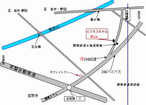 ビジネスホテルＭｉｙａへの案内図