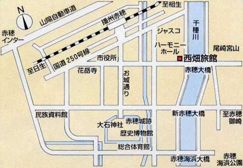 西畑旅館への概略アクセスマップ