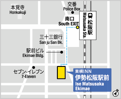 東横ＩＮＮ伊勢松阪駅前への概略アクセスマップ