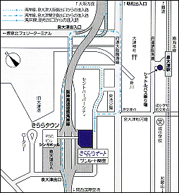 関空泉大津ワシントンホテル（旧　ホテルきららリゾート関空）への概略アクセスマップ