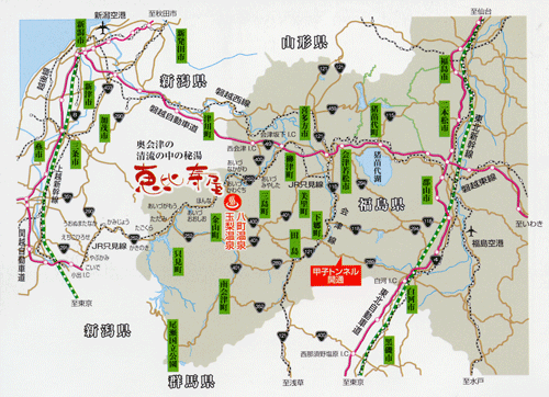 玉梨温泉　恵比寿屋への概略アクセスマップ