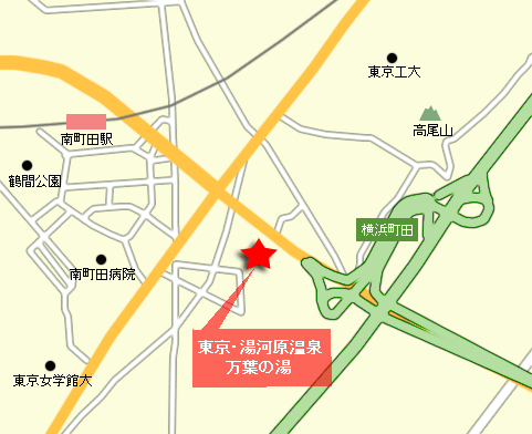 東京・湯河原温泉　万葉の湯への概略アクセスマップ