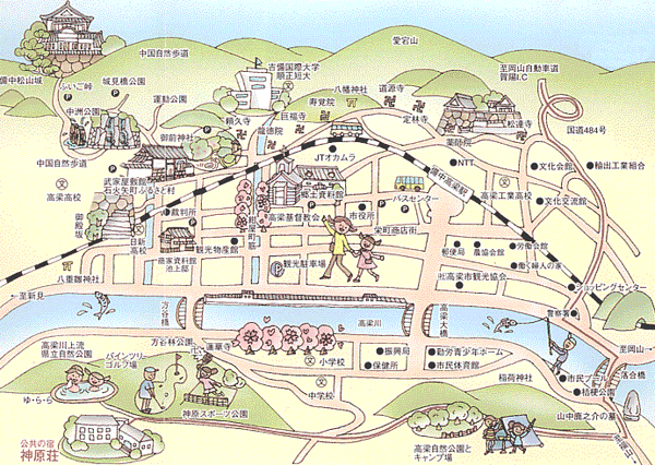 公共の宿　神原荘（こうばらそう）への案内図