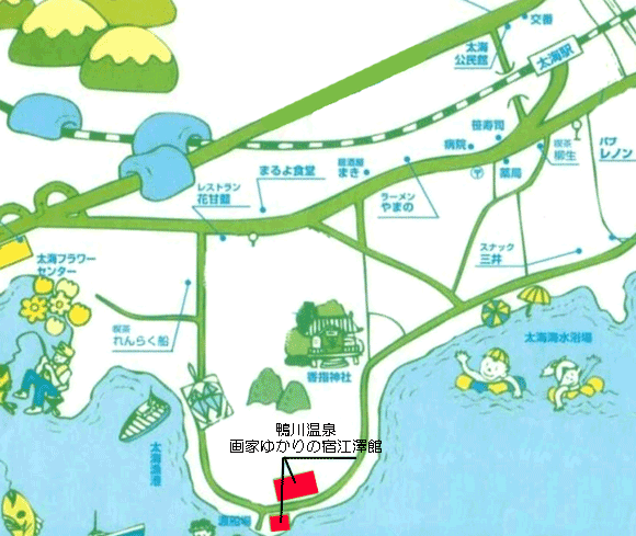 鴨川温泉　画家ゆかりの宿江澤館への概略アクセスマップ