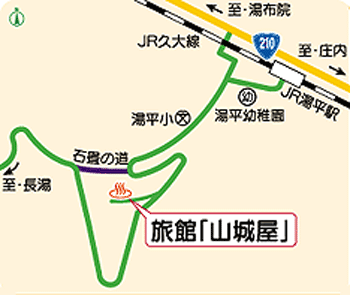 湯平温泉　旅館　山城屋への概略アクセスマップ