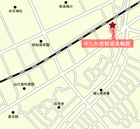 ゆたか旅館奈良輪館への概略アクセスマップ