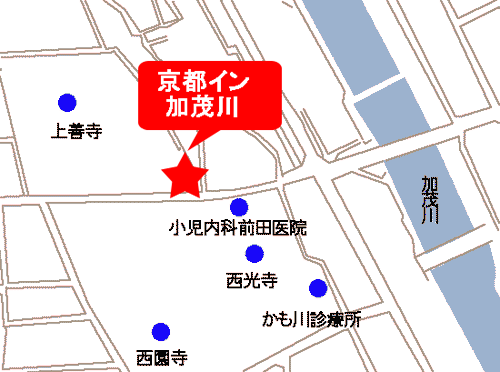 京都イン加茂川への概略アクセスマップ