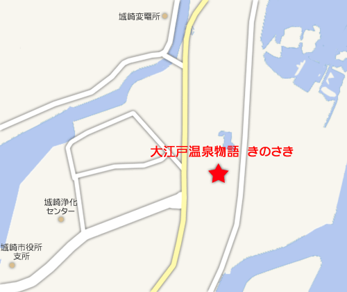大江戸温泉物語Ｐｒｅｍｉｕｍ　きのさきへの概略アクセスマップ