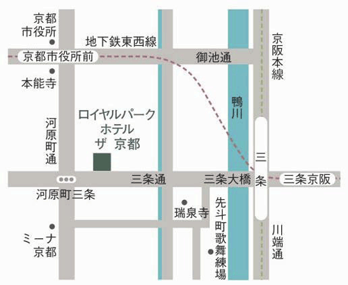 地図：ザ　ロイヤルパークホテル　京都三条