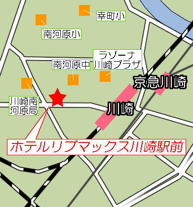 ホテルリブマックスＢＵＤＧＥＴ川崎駅前への概略アクセスマップ