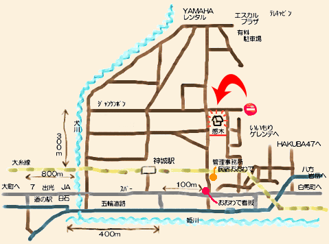 白馬のログコテージ・貸別荘 感木の地図画像