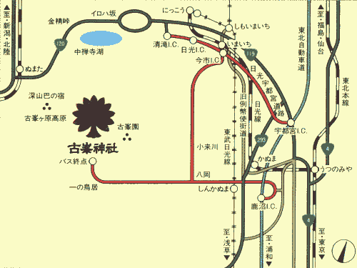 古峯神社への概略アクセスマップ