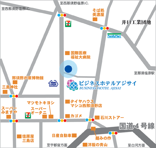 地図：ビジネスホテルアジサイ