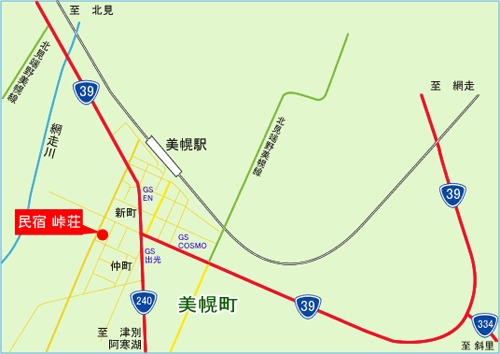 民宿峠荘への概略アクセスマップ