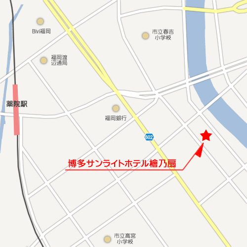 博多サンライトホテル檜乃扇への概略アクセスマップ
