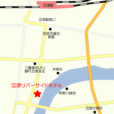 沼津リバーサイドホテルへの概略アクセスマップ