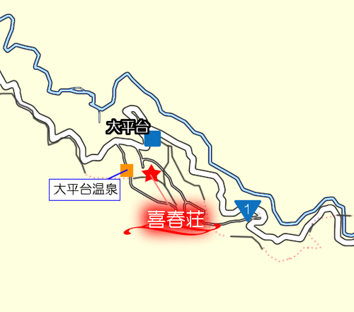 箱根大平台温泉　喜春荘 地図
