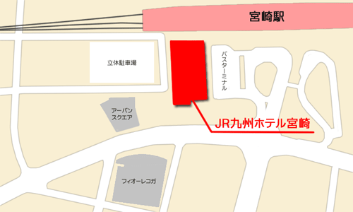 ＪＲ九州ホテル宮崎への概略アクセスマップ