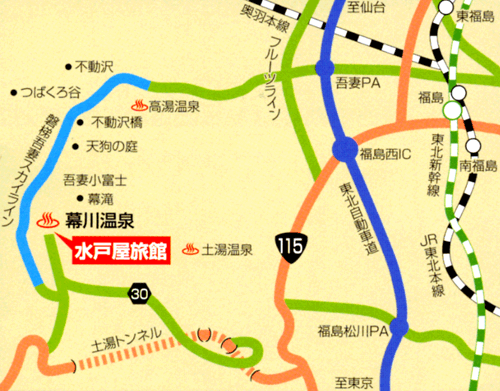 幕川温泉　水戸屋旅館への概略アクセスマップ