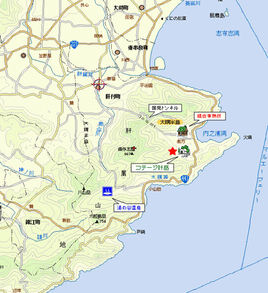コテージ叶岳への概略アクセスマップ