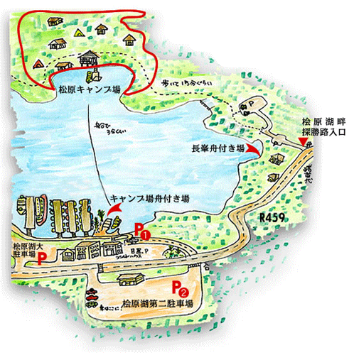 松原キャンプ場への概略アクセスマップ