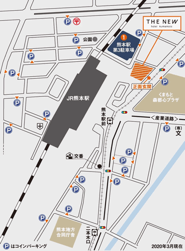 ザ・ニューホテル熊本（ＤＬＩＧＨＴ　ＬＩＦＥ　＆　ＨＯＴＥＬＳ）への概略アクセスマップ