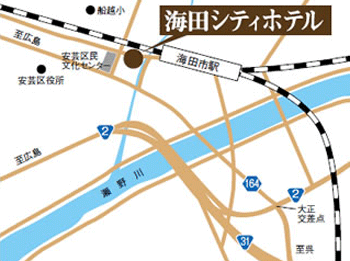 海田シティホテルへの概略アクセスマップ