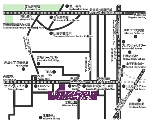 相鉄フレッサイン東京赤坂への概略アクセスマップ