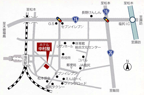 地図：ホテル中村屋