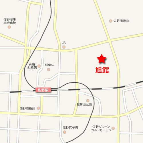 古都佐野　旅館　旭館への概略アクセスマップ