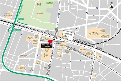 ホテルトラスティ大阪阿倍野への概略アクセスマップ