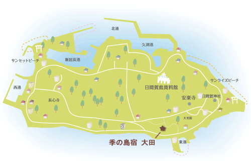 日間賀島　季の島宿　大田への概略アクセスマップ