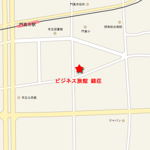 ビジネス旅館　錦荘への概略アクセスマップ