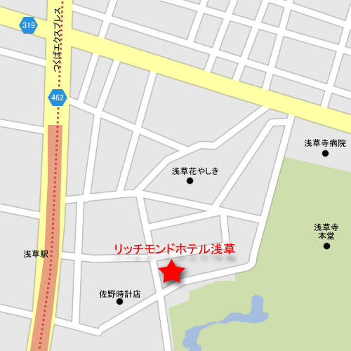 リッチモンドホテル浅草への概略アクセスマップ