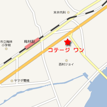 コテージワン広島店への概略アクセスマップ