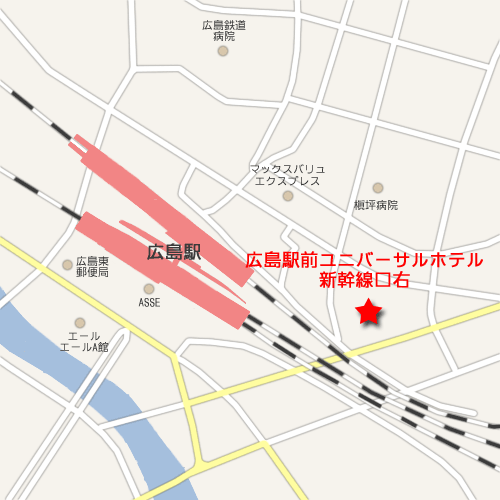 広島駅前ユニバーサルホテル新幹線口右 地図