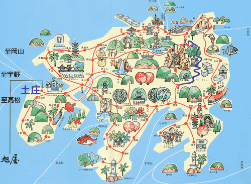 旭屋旅館　＜香川県・小豆島＞への概略アクセスマップ