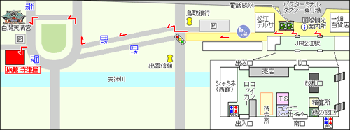 旅館　寺津屋への概略アクセスマップ