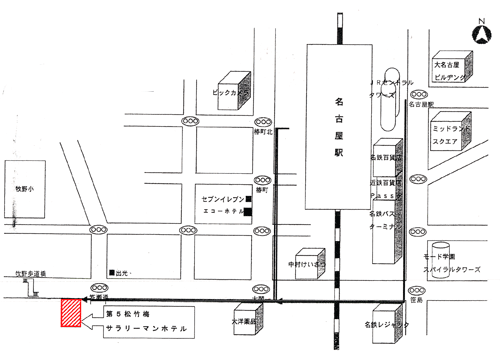 ニュー松竹梅ホテルへの概略アクセスマップ